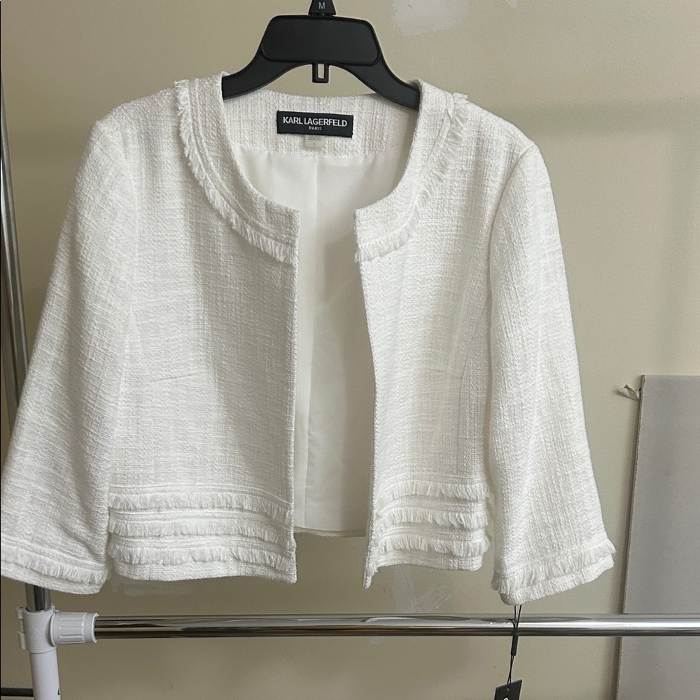 NWT Karl Lagerfeld Ivory Textured Jacket